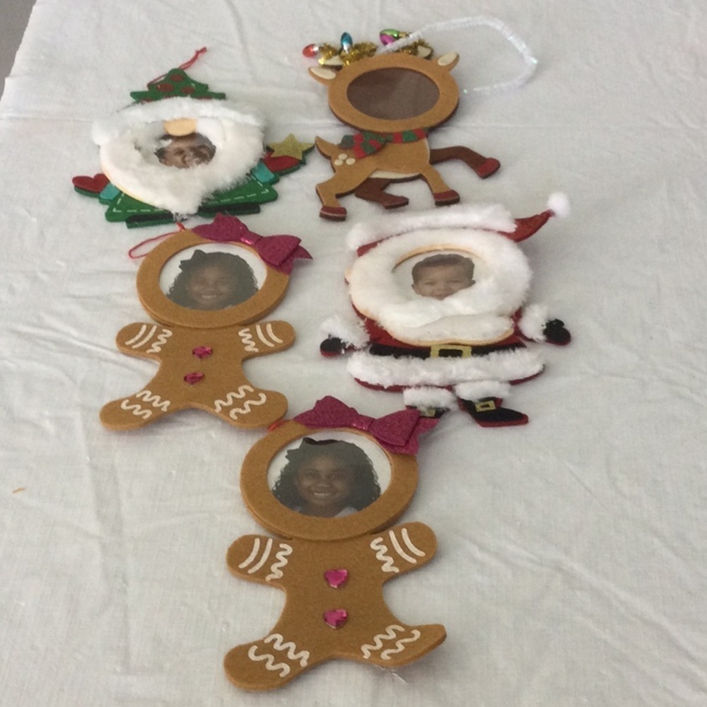 5 Studio Decor Holiday Photo Ornaments - Brown, Red, White